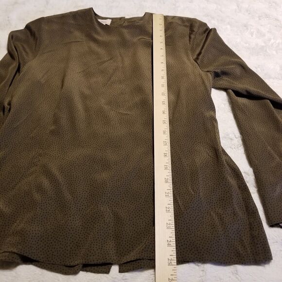 Vintage Mark Shale Shirt Womens Size 4 Green Black Silk Polka Dot - Picture 9 of 9